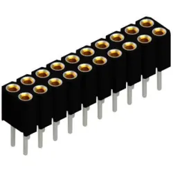 Socket header, 20 pole, pitch 2 mm, straight, black, BLY 2 20
