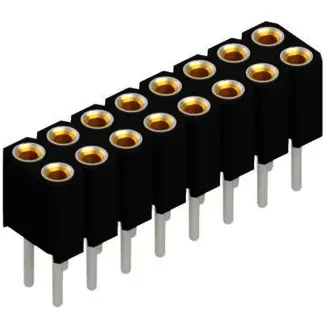 Socket header, 16 pole, pitch 2 mm, straight, black, BLY 2 16 - 1