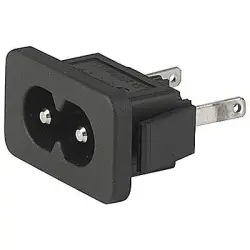 Panel plug C8, 2 pole, snap-in, plug-in connector 4.8 x 0.8, black, 6160.0067