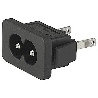 Panel plug C8, 2 pole, snap-in, plug-in connector 4.8 x 0.8, black, 6160.0062 - 1
