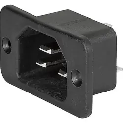 Panel plug C22, 3 pole, screw mounting, plug-in connector 4.8 x 0.8, black, 6173.0002