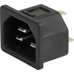 Panel plug C22, 3 pole, snap-in, plug-in connector 6.3 x 0.8, black, 6173.0023