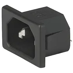 Panel plug C18, 2 pole, snap-in, plug-in connector 4.8 x 0.8, black, 6162.0120