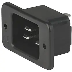 Panel plug C20, 3 pole, screw mounting, plug-in connector 4.8 x 0.8, black, 6163.0003