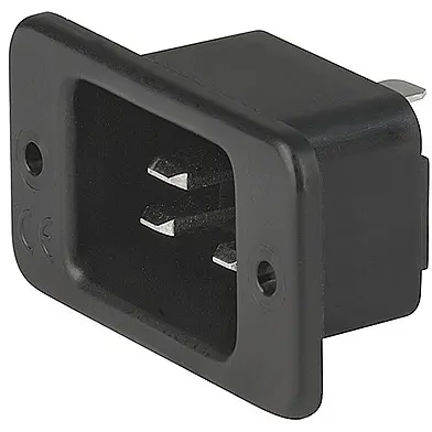 Panel plug C20, 3 pole, screw mounting, plug-in connector 4.8 x 0.8, black, 6163.0003 - 1