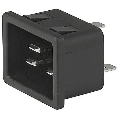 Panel plug C20, 3 pole, snap-in, plug-in connector 4.8 x 0.8, black, 3-140-823 - 1