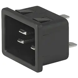 Panel plug C20, 3 pole, snap-in, plug-in connector 6.3 x 0.8, black, 6163.0036