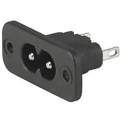 Panel plug C8, 2 pole, screw mounting, solder connection, white, 6160.0046