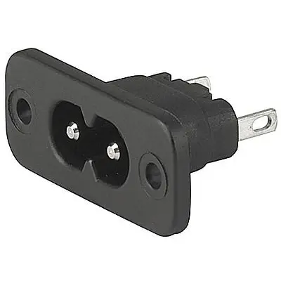 Panel plug C8, 2 pole, screw mounting, solder connection, white, 6160.0046 - 1