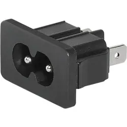 Panel plug C8, 2 pole, snap-in, plug-in connection, black, 4300.0105