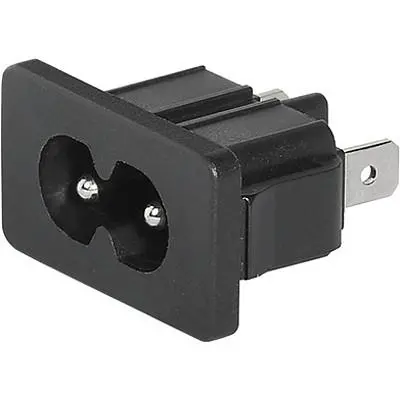 Panel plug C8, 2 pole, snap-in, plug-in connection, black, 4300.0105 - 1