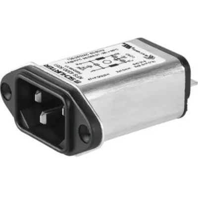 Suppressor filter IEC plug C14, 50 to 60 Hz, 10 A, 250 VAC, 0.3 mH, faston plug 6.3 mm, 4300.5055 - 1