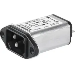 Suppressor filter IEC plug C14, 50 to 60 Hz, 10 A, 250 VAC, 0.3 mH, faston plug 6.3 mm, 4300.5055