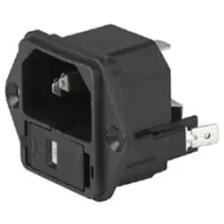 Combination element plug C14, 3 pole, screw mounting, plug-in connection, black, 4301.0501