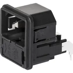 Combination element plug C14, 3 pole, snap-in, PCB connection, black, 4301.3203