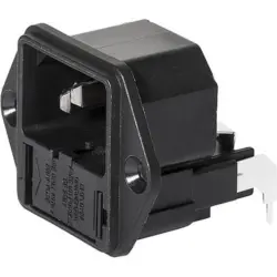 Combination element plug C14, 3 pole, screw mounting, PCB connection, black, 4301.3211