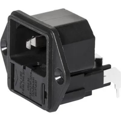 Combination element plug C14, 3 pole, screw mounting, PCB connection, black, 4301.3211 - 1