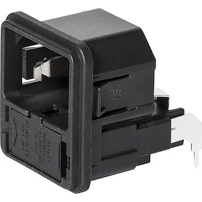 Combination element plug C14, 3 pole, snap-in, PCB connection, black, 4301.3213 - 1