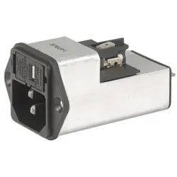 Suppressor filter IEC plug C14, 50 to 60 Hz, 10 A, 250 VAC, 300 µH, faston plug 6.3 mm, 4301.7209
