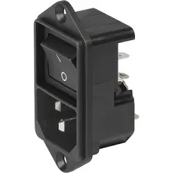 Combination element plug C14, 3 pole, screw mounting, plug-in connection, black, 4302.2001