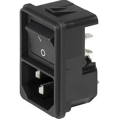 Combination element plug C14, 3 pole, snap-in, plug-in connection, black, 4302.2003 - 1