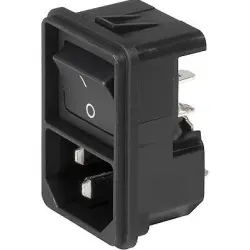 Combination element plug C14, 3 pole, snap-in, plug-in connection, black, 4302.2004