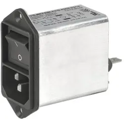 Suppressor filter IEC plug C14, 50 to 60 Hz, 10 A, 250 VAC, 300 µH, faston plug 6.3 mm, 4302.5315