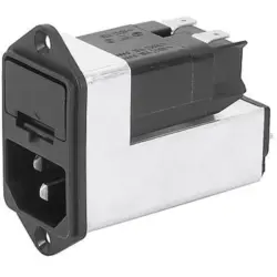 Suppressor filter IEC plug C14, 50 to 60 Hz, 1 A, 250 VAC, 10 mH, faston plug 4.8 mm, 4303.5031