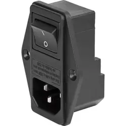 Combination element plug C14 or C18, 3 pole/2 pole, screw mounting, plug-in connection, black, 4304.6058
