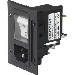 Combination element plug C14, screw mounting, plug-in connector 6.3 x 0.8, white, 3-153-701