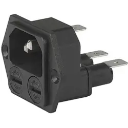 Combination element plug C14, 3 pole, screw mounting, plug-in connection, black, 4707.2000
