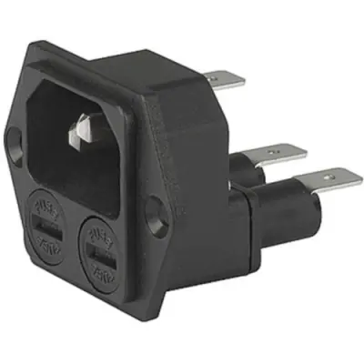 Combination element plug C14, 3 pole, screw mounting, plug-in connection, black, 4707.2000 - 1