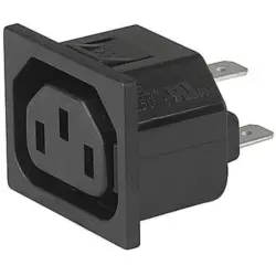 Panel socket F, 3 pole, snap-in, solder connection, black, 4724.0300