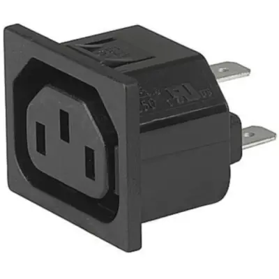 Panel socket F, 3 pole, snap-in, solder connection, black, 4727.0300 - 1