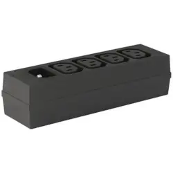 Distribution strip 4-fold C14 + F, 3 pole, free-standing, cable connection, black, 4747.0000