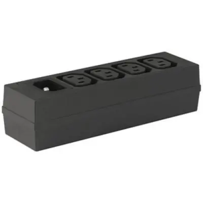 Distribution strip 4-fold C14 + F, 3 pole, free-standing, cable connection, black, 4747.0000 - 1