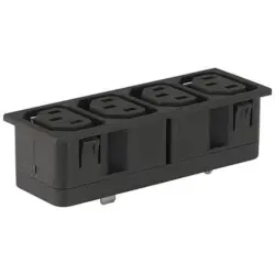 Panel socket 4-fold F, 3 pole, snap-in, plug-in connection, black, 4752.4200