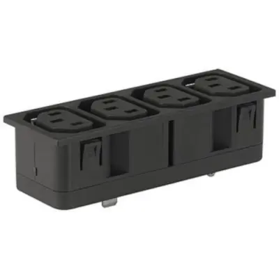 Panel socket 4-fold F, 3 pole, snap-in, plug-in connection, black, 4752.4200 - 1