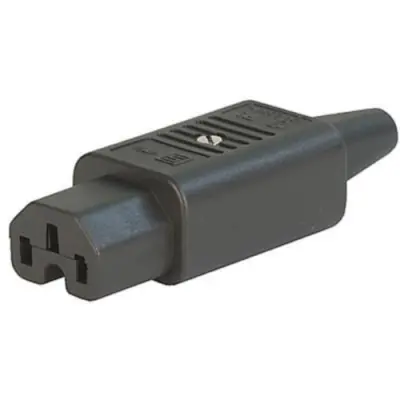 Jack C15, 3 pole, cable assembly, screw connection, 1.0 mm², black, 4781.0000 - 1