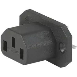 Panel socket F, 3 pole, screw mounting, solder connection, black, 4787.1000