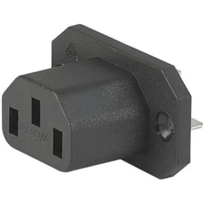 Panel socket F, 3 pole, screw mounting, solder connection, black, 4787.2000 - 1