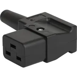 Jack C19, 3 pole, cable assembly, screw connection, 1.5 mm², black, 4790.1200
