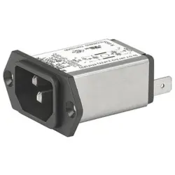 Suppressor filter IEC plug C14, 50 to 60 Hz, 1 A, 250 VAC, 11 mH, faston plug 6.3 mm, 5110.0143.1