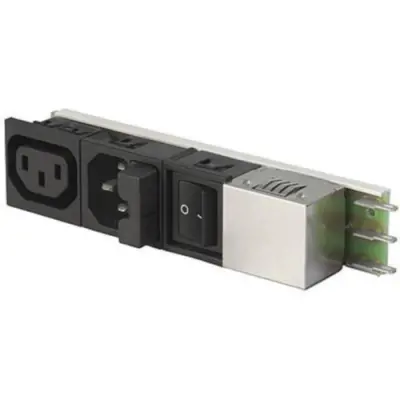 Suppressor filter IEC plug C14, 50 to 60 Hz, 1 A, 250 VAC, 2 W, 11 mH, faston plug 6.3 mm, 5424.1153.301 - 1