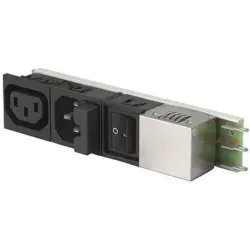Suppressor filter IEC plug C14, 50 to 60 Hz, 1 A, 250 VAC, 2 W, 11 mH, faston plug 6.3 mm, 5424.1153.301