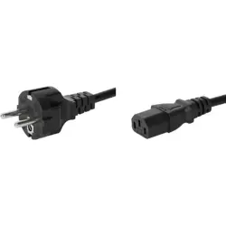 Power cord, Europe, plug type E + F, straight on C13 socket, straight, H05VV-F3G1.0 mm², black, 2.5 m, 6003.0215