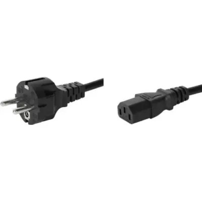 Power cord, Europe, plug type E + F, straight on C13 socket, straight, H05VV-F3G1.0 mm², black, 2.5 m, 6003.0215 - 1