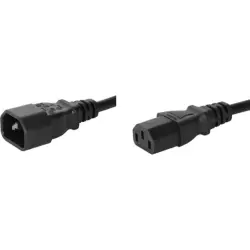 Extension cable, International, C14-plug, straight on C13 socket, straight, H05VV-F3G1.0 mm², black, 1 m, 6007.0212