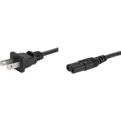 Power cord, North America, plug type A, straight on C7 socket, straight, SPT-2 2 x AWG 18, black, 2 m, 6010.5274