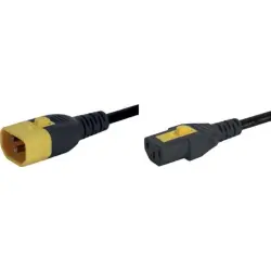 Extension cable, International, C14-plug, straight on C13 socket, straight, H05VV-F3G0.75 mm², black, 2 m, 6051.2007